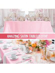 1PC 2PCS 8PCS 102x58Inch Satin Tablecloth - Silk Smooth Rectangular Party Table Cover For Wedding Banquet Dinner Festive Decoration Multicolor - Multicolor - View 5