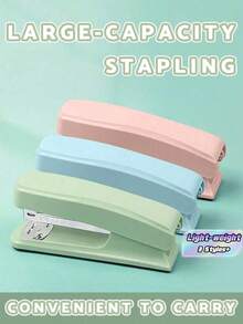 1pc Solid Color Office Stapler, Lightweight & Effortless Stapler, Multi-Function Binding Machine, Durable Stapler For Students, Back To School, School Supplies - Multicolor - View 1