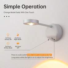 1pc Wall‑Mounted Rechargeable Decor Spotlight,Adjustable Brightness 3 Color Modes Accent Lamp,Display Light For Highlight Paintings,Photos,Ornaments Decoration - Motion Sonsor - View 5