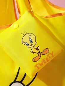 LOONEY TUNES X SHEIN 1Pc Cute Cartoon Character Printed Polyester Fiber Material Foldable Shopping Bag, Tote Bag, - Yellow - View 3