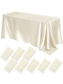 1PC 2PCS 8PCS 102x58Inch Satin Tablecloth - Silk Smooth Rectangular Party Table Cover For Wedding Banquet Dinner Festive Decoration Multicolor - Multicolor - View 7