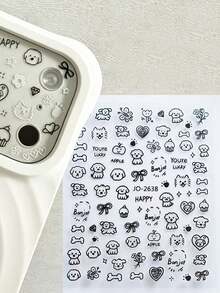 1pc Creative DIY Graffiti Puppy Flower Bone Mirror Protective Film Sticker, Suitable For 11 Pro/12 Pro/13 Pro/14 Pro/15 Pro/16 Pro/17 Pro Phone Lens Film And Phone Case - Multicolor - View 4