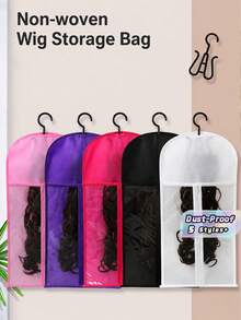 Non-Woven Wig Storage Bag With Clear PVC Window, Waterproof Hanging Wig Pouch, Travel Cosplay Comic Con Wig Organizer Bag - Multicolor - View 1