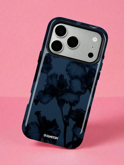 ShellaStory Casing Ponsel Motif Bunga Iris Warna Navy Gelap dengan Desain Anti Jatuh yang Ditingkatkan Kompatibel dengan iPhone 11, 12, 13, 14, 15, 16, 17 Pro Max, A16, A17, A15, A14, A55, A56, A35, A36, S22, 23, S24, S25, A17, A37, A57
