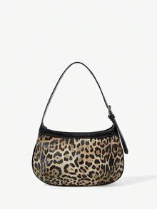 Viva Strut Women's Shoulder Bag, Leopard Print Retro Decoration, Animal Print Spice Girl Sweet Cool Wind, Rivet Hollow Decoration, Zipper Closure, Daily Shopping - leopard print - View 8