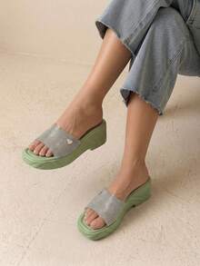 HighSole Cuccoo 女士厚底水钻装饰派对凉鞋 - 綠色 - 查看 3