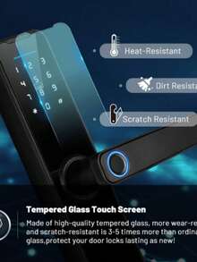 Tuya Smart Door Lock, Fingerprint Door Lock, Keyless‑Entry Smart Lock, Front Door Biometric Lock With Fingerprint Recognition, Free App, Shared Electronic Keys And IC Cards - Black - View 3