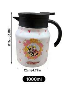 THE POWERPUFF GIRLS X SHEIN 1個 800ml/1000ml 304不鏽鋼長效保溫保冷 防塵蓋 防滑底輕量可重複使用 粉色愛心角色圖案保溫水壺 通勤徒步野餐日常通用熱門補水杯 - 彩色 - 查看 5