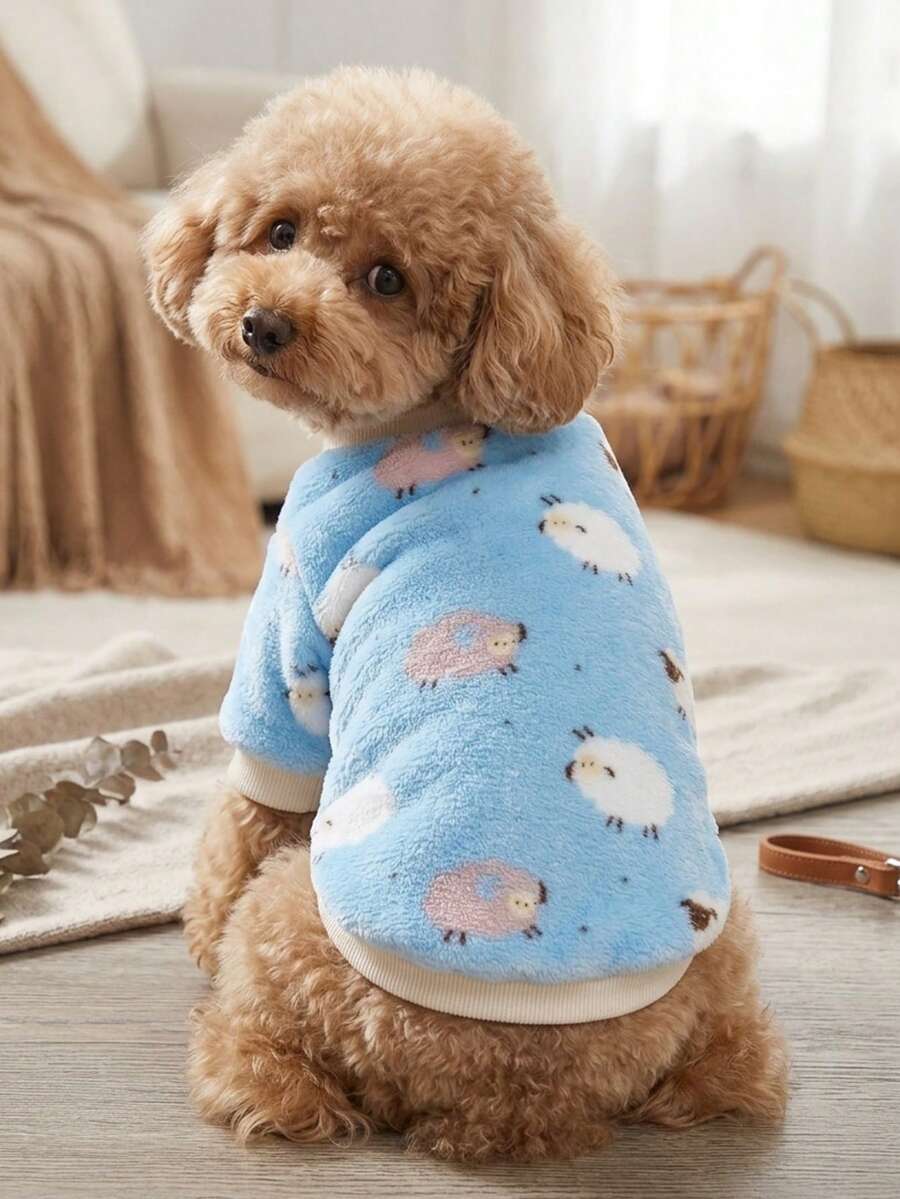 PETSIN 1 Pc Fleece Light Blue Cute Cartoon Sheep Pet - Multicolor - View 1