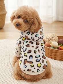 PETSIN 1pc Pet Colorful Leopard Print Hooded Sweatshirt, Thick Warm For Cats And Dogs In Autumn/Winter - Multicolor - View 3
