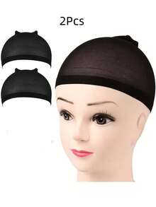 2pcs Invisible Wig Cap Cosplay Wig Head Net High Elasticity New Thin Full Head Coverage Anti-Slip - Black - View 6