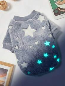 PETSIN 1 Pc Pet Grey Star Print Fleece Warm Crew Neck Sweatshirt For Dogs, Autumn/Winter - Multicolor - View 4
