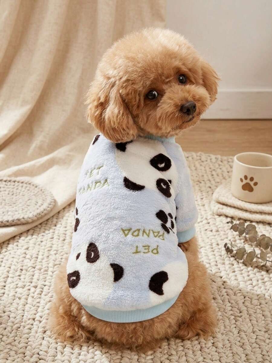 PETSIN 1 Pc Panda Print Flannel Pet , Pink & Blue - Multicolor - View 1