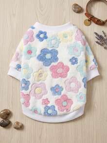 PETSIN 1 Pc Pet Cat Dog Universal Cute Colorful Flower Pattern Plush Thick Warm Elastic Comfortable Round Neck Pet Clothing - Multicolor - View 3