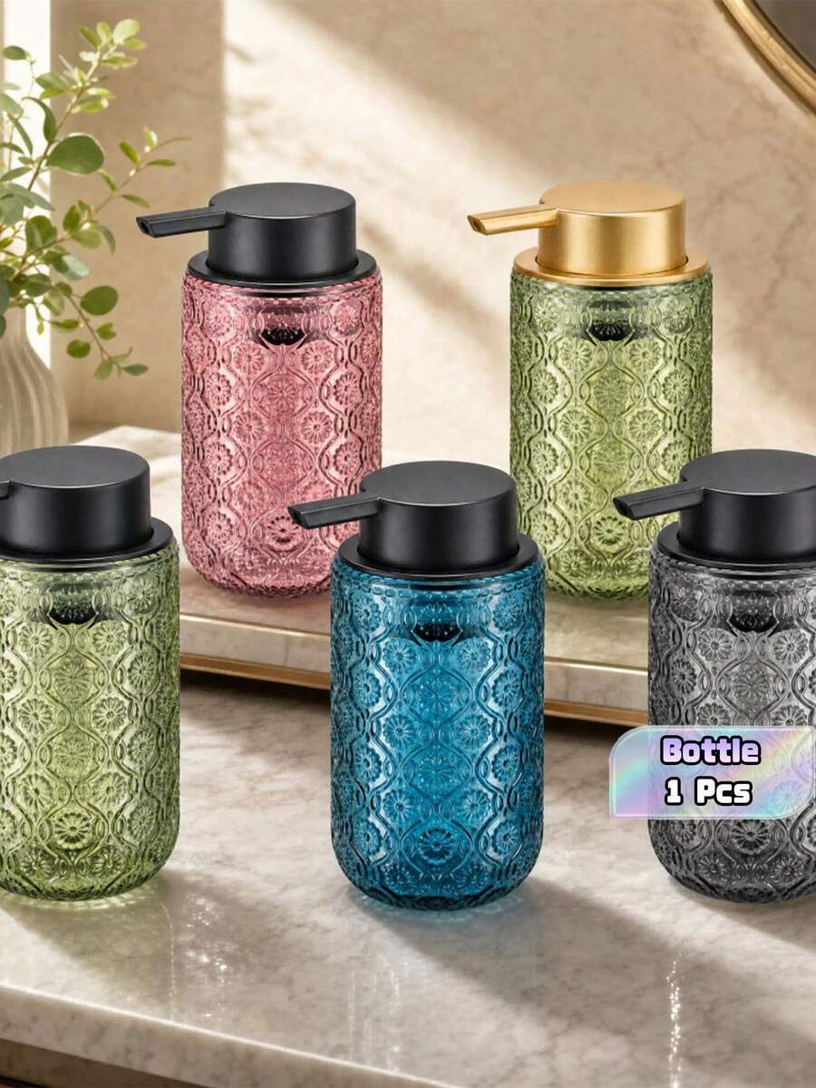 1件復古風泡沫玻璃皂液器-啞光黑壓頭,適用於浴室與廚房裝飾 - 均碼 - 查看 1