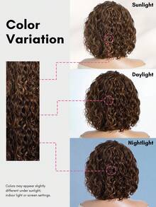 Short Curly Bob Lace Wigs Human Hair Mixed Brown Side Part Water Wave Bob Lace Front Wig 10 Inch Glueless Wear & Go Bob Wig - S4/30 - View 8