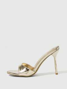 CUCCOO SZL Women Gold Open-Toed Sexy Elegant With Round Toe High Heel Sandals - Gold - View 4