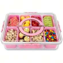 2/4/8 Grid Snack Storage Box, Lidded Portable Steak Plate, Refrigerator Food Storage Container, Snack Organizer, Divided Storage Container, Sliced Salad Box, For Keeping Food Fresh Longer - Multicolor - View 15