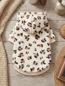PETSIN 1 buah Hoodie Sweatshirt Bulu Domba Motif Leopard Beige untuk Hewan Peliharaan, Tebal & Hangat untuk Kucing & Anjing di Musim Gugur/Musim Dingin - MultiWarna - View 1