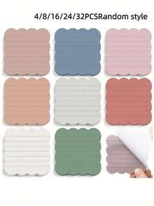 4/8/16/24/32PCS Scalloped Edge Sticky Notes 3x3 Inch Retro Colors Self Adhesive Memo Pads For School Office Home Supplies Planning Journaling Gift - one-size - View 7