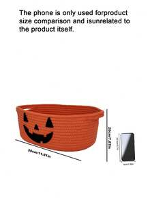 Halloween Orange Cotton Rope Storage Basket, Holiday Candy & Gift Basket For Festival Packaging - Orange - View 4