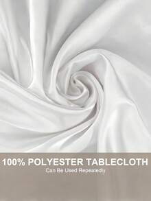 1PC Large Rectangular White Satin Polyester Tablecloth - Machine Washable Reusable Wedding Party Banquet Table Cover For Long Tables Gatherings Decor - Multicolor - View 5