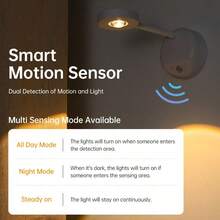 1pc Wall‑Mounted Rechargeable Decor Spotlight,Adjustable Brightness 3 Color Modes Accent Lamp,Display Light For Highlight Paintings,Photos,Ornaments Decoration - Motion Sonsor - View 6