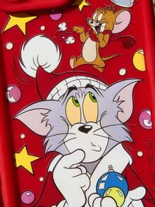 TOM & JERRY X SHEIN Christmas Cartoon Print Phone Case,Compatible With IPhone - Red - View 5