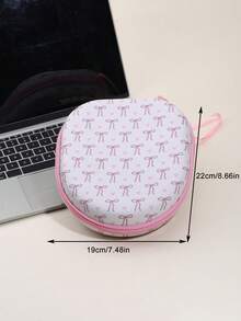 Leopard Pink EVA Hard Shell Headphone Carrying Case, Soft Lining With Mesh Pocket, Portable Travel Drop‑Proof Storage Box, Compatible With Apple Over‑Ear Headphones, Large‑Size Audio Headset Protective Carry Shell - Multicolor - View 8
