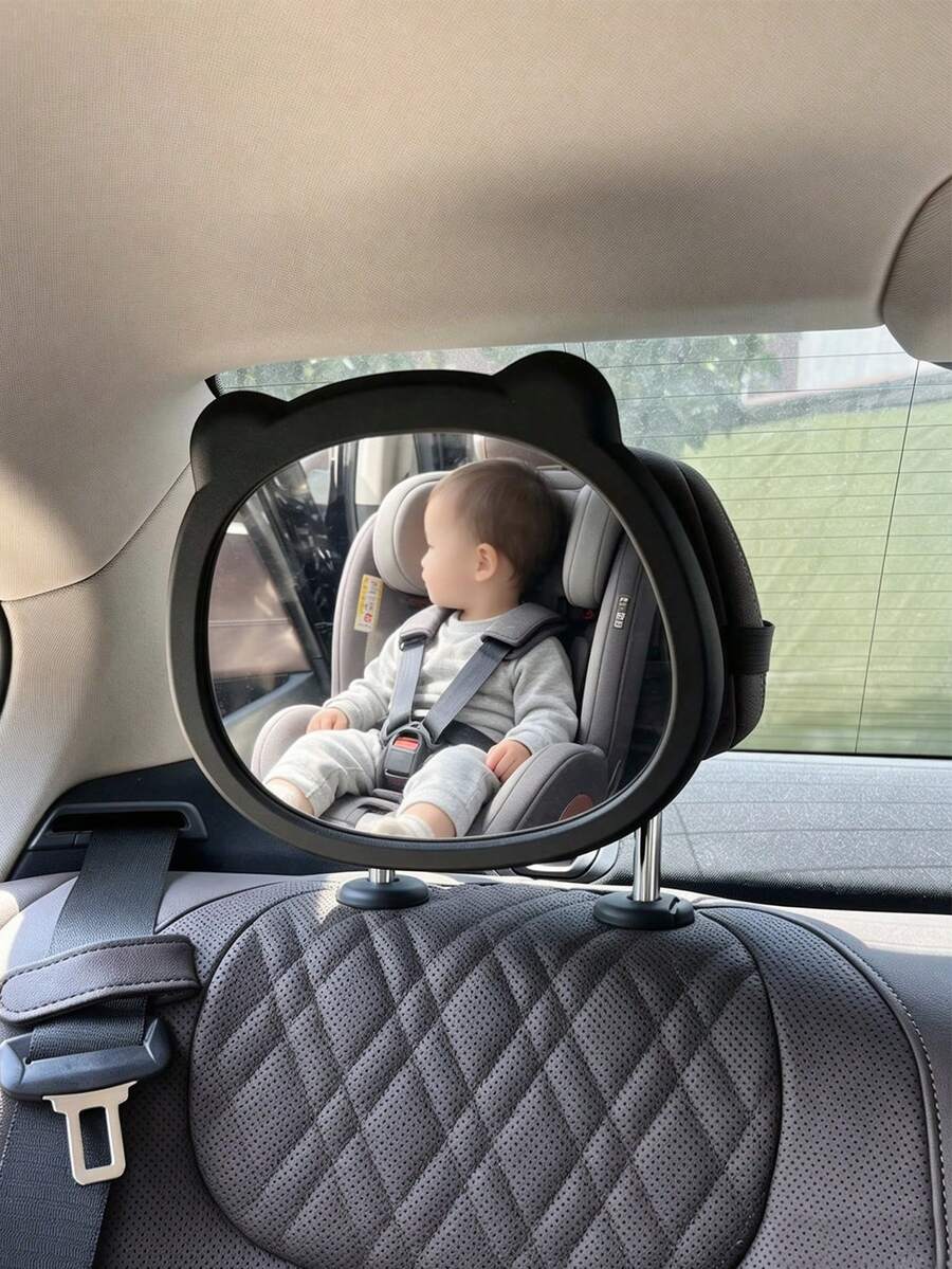SHEIN 1 Car Seat Rearview Mirror, Acrylic Mirror, Car Children's Rearview Mirror - Black - View 1
