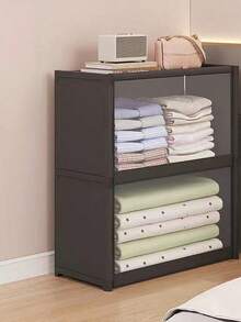 1pc Dustproof Storage Cabinet With Lid, Wardrobe, Bookcase, Storage Rack, Improves Space, Stable And Stylish, Easy To Assemble And Disassemble, Portable, Suitable For Living Room, Bedroom, Entrance, Office, Home, Multi-Layer Storage - Black - View 11