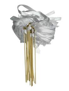 White Lace Ribbon Wands With Gold Bells, 20/10/1pc Silk Fairy Wand For Wedding Send Off Party Favors - Multicolor - View 6