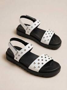 HighSole Casual Fashion Versatile Simple Comfortable Open Toe Women Flat Sandals - White - View 10