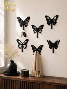 Muroi Mono Metal Butterfly Wall Hook Set, Nordic Style No-Drill Decorative Hanging Hooks For Keys, Hats, Bags, Coats, Scarves & Towels, Creative Entryway Organizer, Bedroom Wall Decor, Hallway Storage, Holiday & Housewarming Gift - Multicolor - View 1