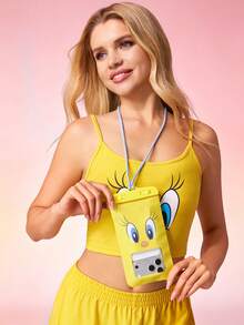 LOONEY TUNES X SHEIN 1 Cartoon Pattern Printed Waterproof Touch Screen Transparent Water Sports Mobile Phone Bag, Suitable For Rafting, Beach, Swimming, Boating, Kayaking, Hiking, Protecting Mobile Phones, Cameras, Cash, Passports, Documents From Water, Sand, Snow, Dust - Yellow - View 6
