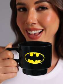 BATMAN X SHEIN 1PC12.7oz/375ml Stackable Cartoon Pattern Printed Mug, Cold And Heat Resistant, Can Be Used In Microwave Ovens And Dishwashers, Suitable For Water, Milk, Juice, Coffee - Black - View 5