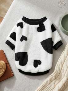PETSIN 1 Pc Pet Cat/Dog White Flannel Love Print Warm Crew Neck Sweatshirt - Multicolor - View 4