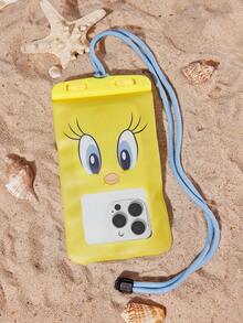 LOONEY TUNES X SHEIN 1 Cartoon Pattern Printed Waterproof Touch Screen Transparent Water Sports Mobile Phone Bag, Suitable For Rafting, Beach, Swimming, Boating, Kayaking, Hiking, Protecting Mobile Phones, Cameras, Cash, Passports, Documents From Water, Sand, Snow, Dust - Yellow - View 7