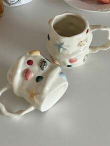 Mug Kopi Keramik Gaya Laut Ins, Cangkir Kerang 3D Tidak Beraturan Buatan Tangan, Mug Air Berwarna di Bawah Glasir, Hadiah Kreatif untuk Teh & Kopi Sore - Putih - View 9