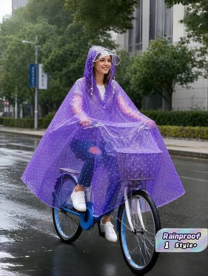 Women's Heavy Rainproof Bike Rain Poncho – Extra Large Full Body Raincoat With Dual Brim Hood, Thick Durable Reusable Material For Cycling, Hiking, Mountaineering, Outdoor Travel, Commuter Essential