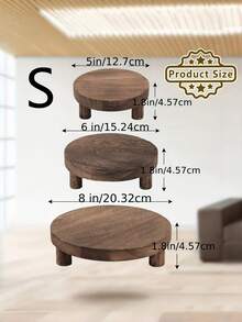 1PC Nordic Style Wooden Flower Pot Tray Set Multiple Sizes Stable Round Plant Stand For Indoor Outdoor Succulent Green Plants Home Decor Display Shelf Space Saving Organizer - Multicolor - View 10