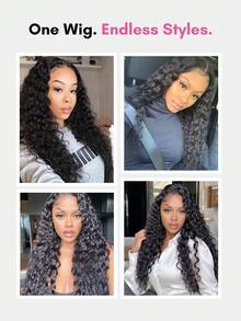 Water Wave Human Hair Glueless Wig With Adjustable Elastic Drawstring 100% Human Hair All Ready Wig Pre-Plucked Hairline Pre Cut 5x5 Lace Closure Wigs For Women Invisible Melt Skin - Natural Black - View 3