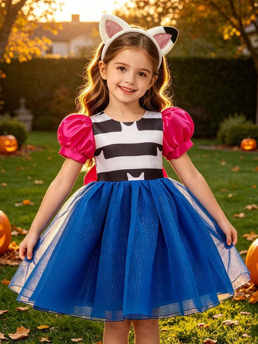MINKOJA Girls Costumes For Kids Halloween Carnival Cosplay Dress+Headband Outfits Children Fancy Birthday Party Dress UP Gift