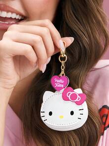 HELLO KITTY AND FRIENDS | SHEIN 蝴蝶結貓咪造型迷你零錢包，附鑰匙圈掛鉤，可作為包包掛飾，適合收納硬幣、耳機與小配件 - 玫瑰紅 - 查看 2