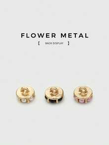 Pack 10 Pcs Delicate Flower Shaped Pearl Metal Buttons Versatile Decorative Fasteners For Sweaters Cardigans Shirts Tops Hand‑Sewn Clothing Sewing Accessories - 10pcs - View 6