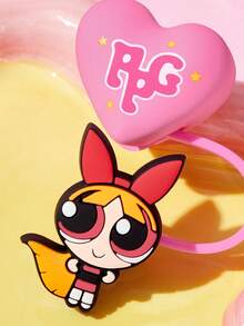 THE POWERPUFF GIRLS X SHEIN 可愛心形吸管套 防塵可重複使用吸管尖端蓋 不含吸管 送禮創意 派對 節日 情人節 飲水配件 - 粉色 - 查看 5