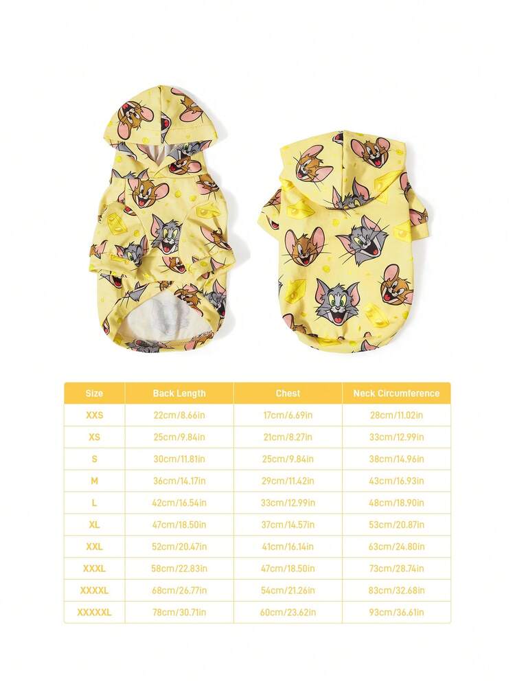 TOM & JERRY X SHEIN 1pc Pattern Printed Pet Hoodie Sweatshirt, Cat & Dog Clothes, Multiple Sizes Available,To M,Je Rry - Multicolor - View 5
