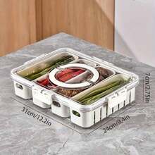 2/4/8 Grid Snack Storage Box, Lidded Portable Steak Plate, Refrigerator Food Storage Container, Snack Organizer, Divided Storage Container, Sliced Salad Box, For Keeping Food Fresh Longer - Multicolor - View 13
