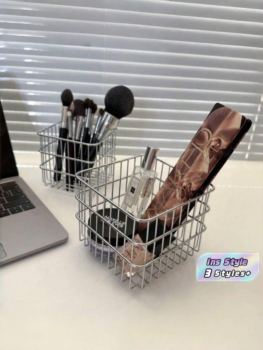 Desktop Cosmetics Storage Basket Ins Style Multi-Purpose Organizer Box For Beauty Makeup Dressing Table Bathroom Washstand Kitchen Must Have Smart Choice - View 1