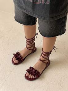 HighSole Women Heeled Sandals Summer - Burgundy - View 3